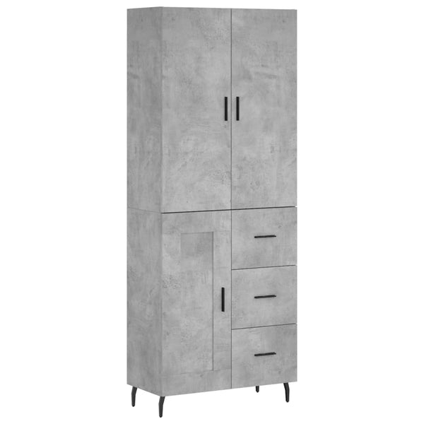 Kaappi betoninharmaa 69,5x34x180 cm tekninen puu