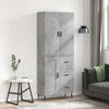 Kaappi betoninharmaa 69,5x34x180 cm tekninen puu