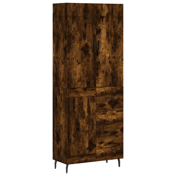 Kaappi teknistä puuta savutammivärillä 69,5x34x180 cm