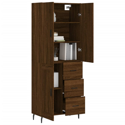 Kaappi ruskea tammi 69,5x34x180 cm tekninen puu