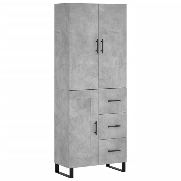 Kaappi betoninharmaa 69,5x34x180 cm tekninen puu (65)