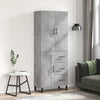 Kaappi betoninharmaa 69,5x34x180 cm tekninen puu (65)