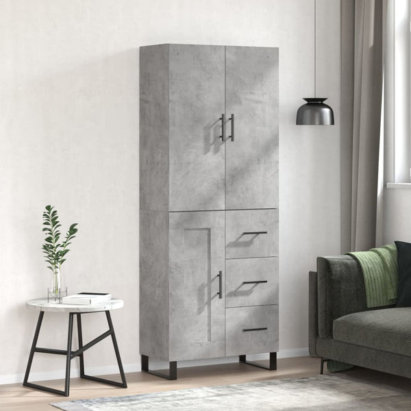 Kaappi betoninharmaa 69,5x34x180 cm tekninen puu (65)