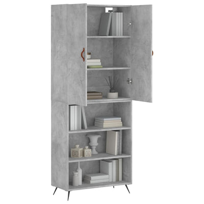 Kaappi betoninharmaa 69,5x34x180 cm tekninen puu