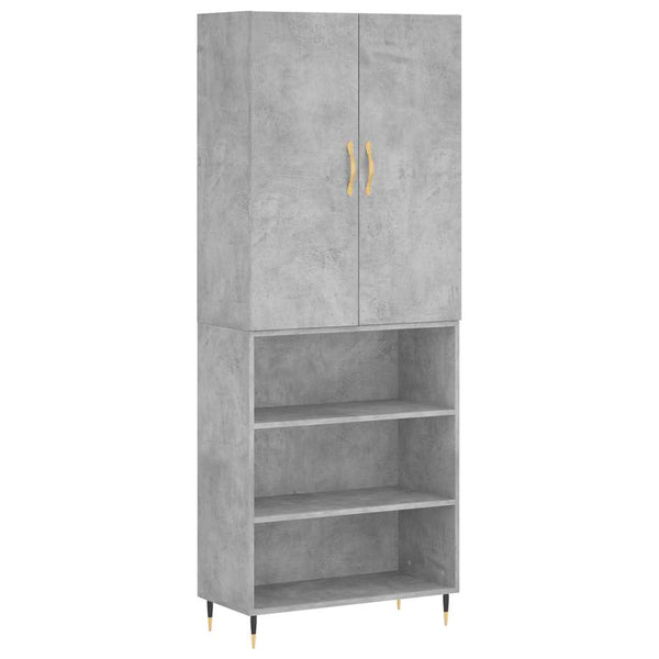 Kaappi betoninharmaa 69,5x34x180 cm tekninen puu