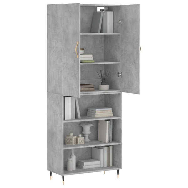 Kaappi betoninharmaa 69,5x34x180 cm tekninen puu