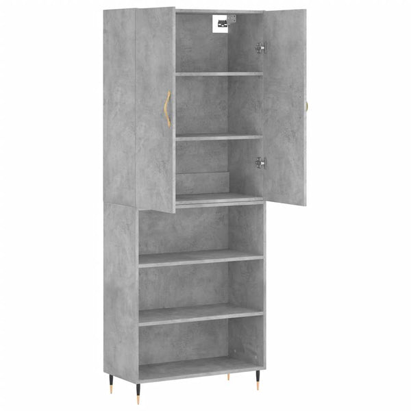 Kaappi betoninharmaa 69,5x34x180 cm tekninen puu