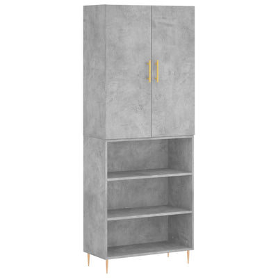 Kaappi betoninharmaa 69,5x34x180 cm tekninen puu