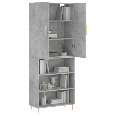 Kaappi betoninharmaa 69,5x34x180 cm tekninen puu