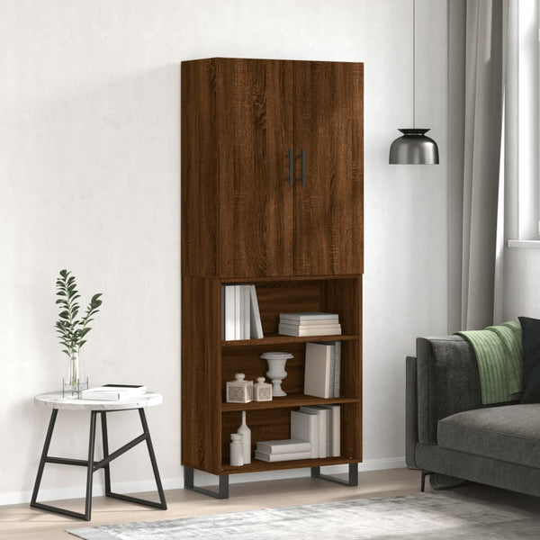 Kaappi ruskea tammi 69,5x34x180 cm tekninen puu