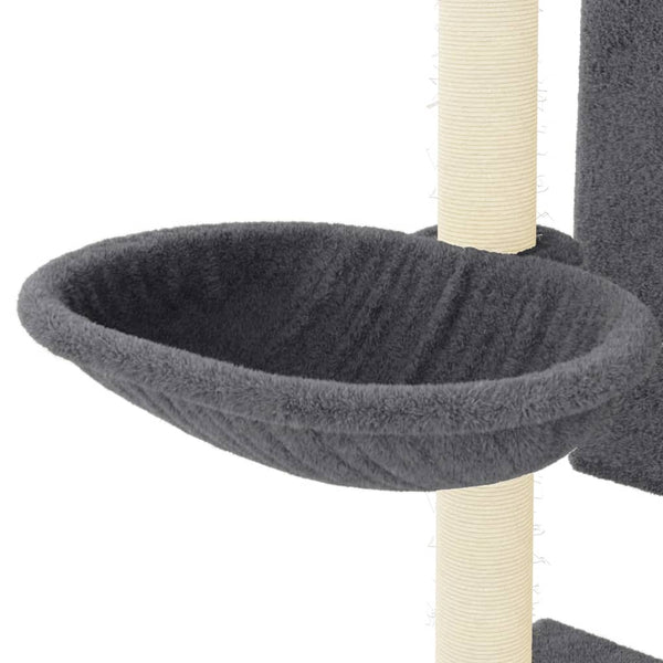 Harmaa kissan kiipeilypuu sisal- raapimispylväillä Paraschivu 130,5cm