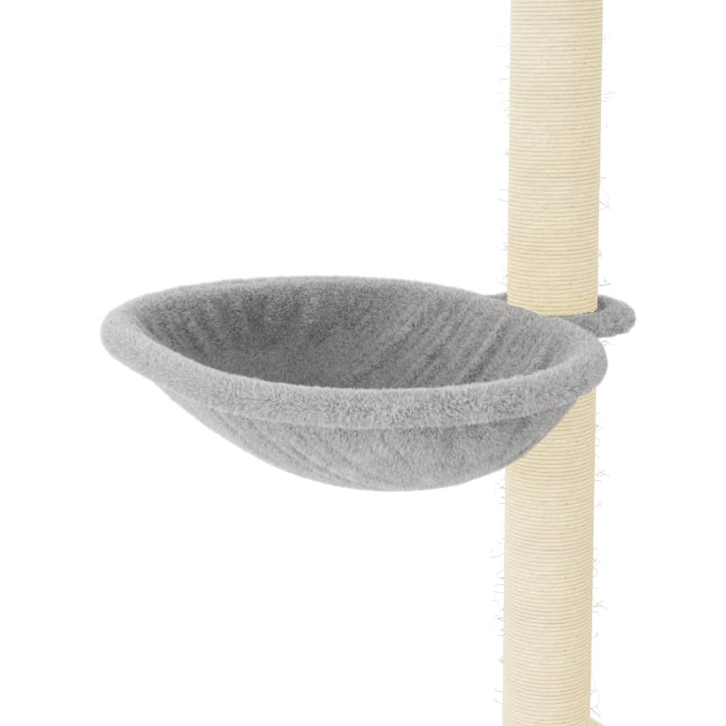 Vaaleanharmaa kissan kiipeilypuu sisal- raapimispylväillä Tristan 95cm