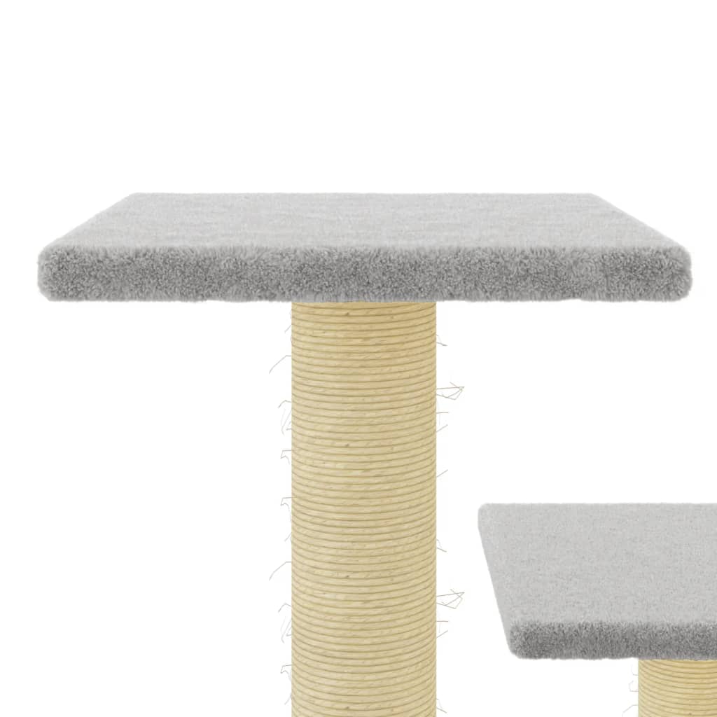 Vaaleanharmaa kissan kiipeilypuu sisal- raapimispylväillä Bernadim 61cm
