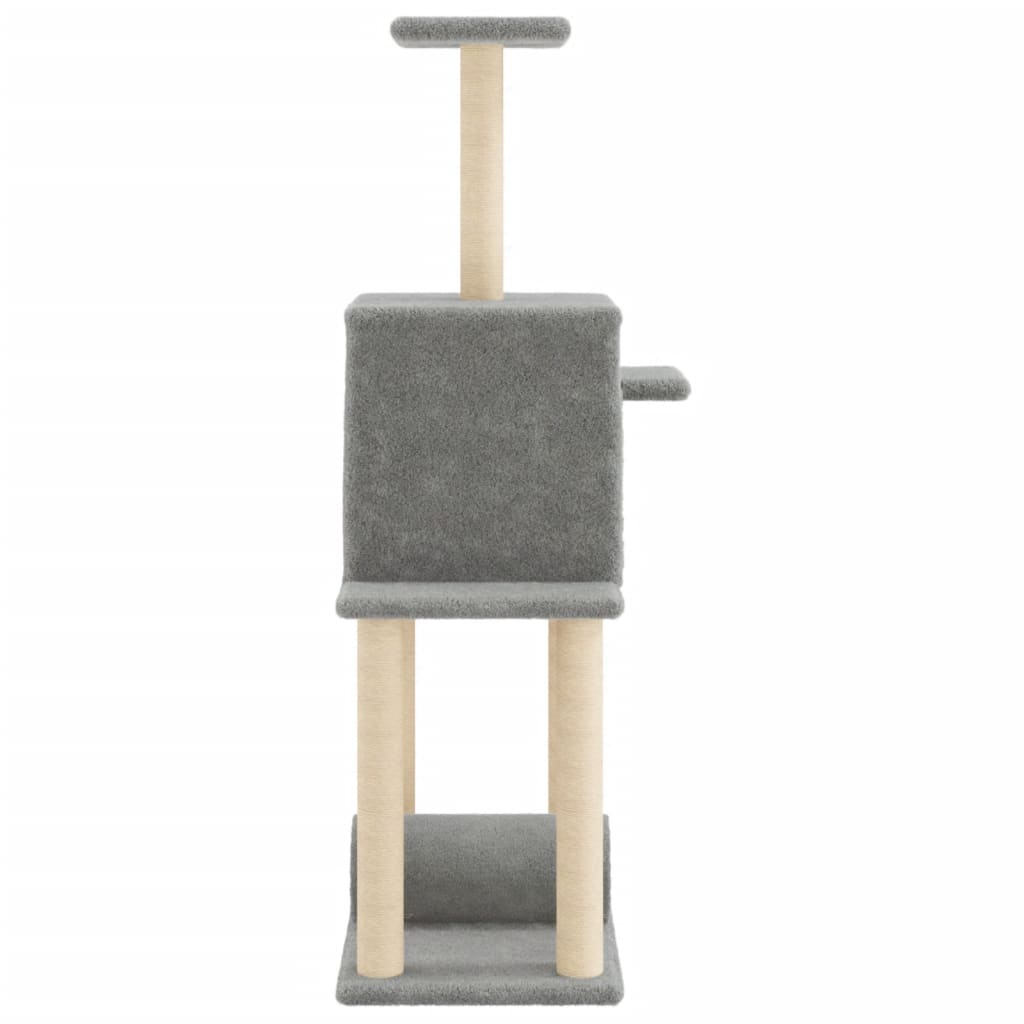 Harmaa kissan kiipeilypuu sisal- raapimispylväillä Stanu 122cm