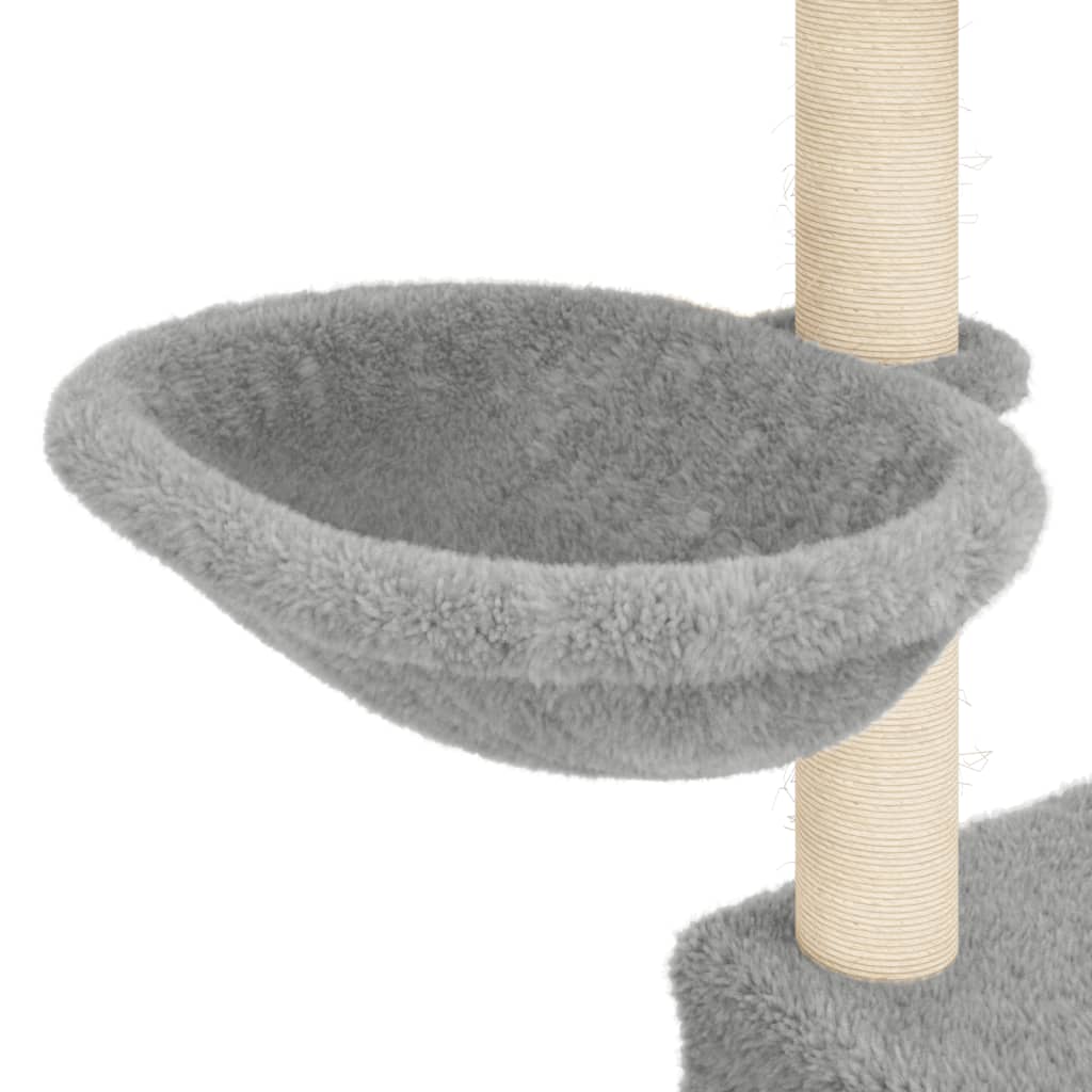 Vaaleanharmaa kissan kiipeilypuu sisal- raapimispylväillä Tersithia 83cm