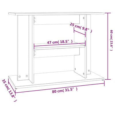 Akvaarioteline betoninharmaa 80x35x60 cm tekninen puu