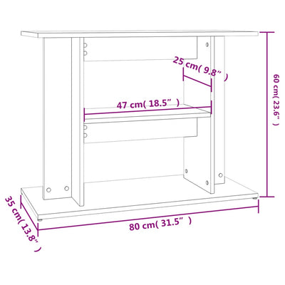 Akvaarioteline ruskea tammi 80x35x60 cm tekninen puu
