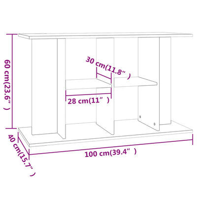 Akvaarioteline betoninharmaa 100x40x60 cm tekninen puu
