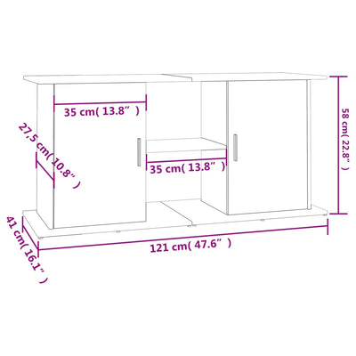 Akvaarioteline ruskea tammi 121x41x58 cm tekninen puu
