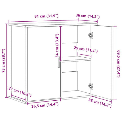 Betoninharmaa akvaarioteline Varhelyi 81x36x73cm (puinen)