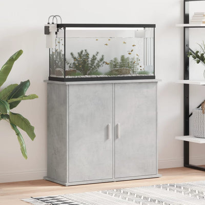 Akvaarioteline betoninharmaa 81x36x73 cm tekninen puu