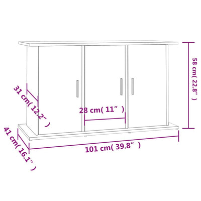 Akvaarioteline betoninharmaa 101x41x58 cm tekninen puu