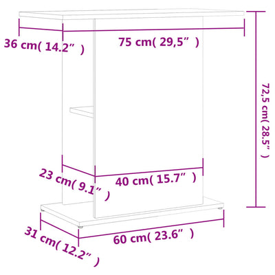 Akvaarioteline betoninharmaa 75x36x72,5 cm tekninen puu