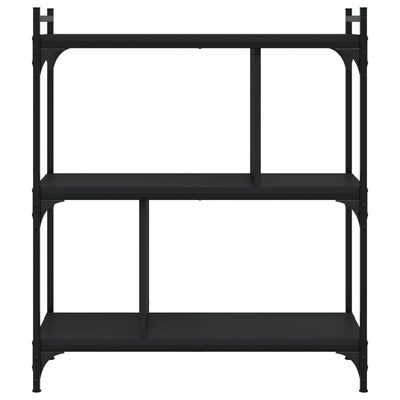 Kirjahylly 3 kerrosta musta 76x32x88 cm tekninen puu