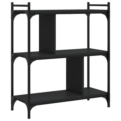 Kirjahylly 3 kerrosta musta 76x32x88 cm tekninen puu