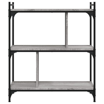 Kirjahylly 3 kerrosta harmaa Sonoma 76x32x88 cm tekninen puu