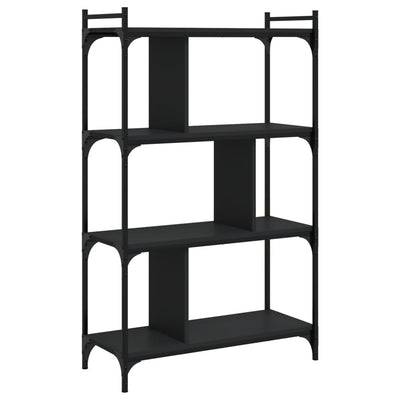 Kirjahylly 4 kerrosta musta 76x32x123 cm tekninen puu