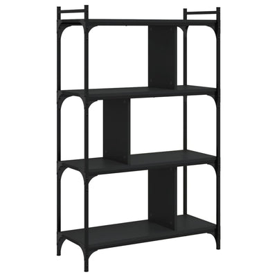 Kirjahylly 4 kerrosta musta 76x32x123 cm tekninen puu
