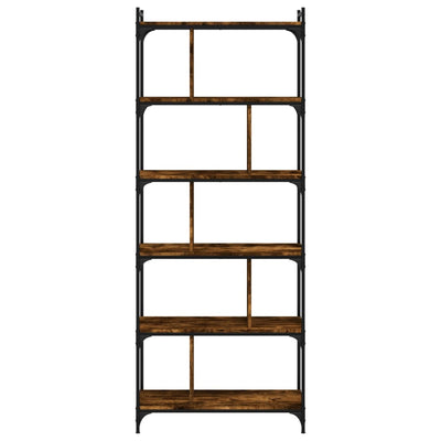 Kirjahylly 6 kerrosta savutammi 76x32x192 cm tekninen puu