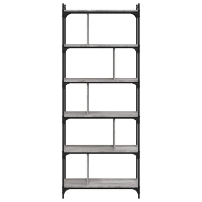 Kirjahylly 6 kerrosta harmaa Sonoma 76x32x192 cm tekninen puu