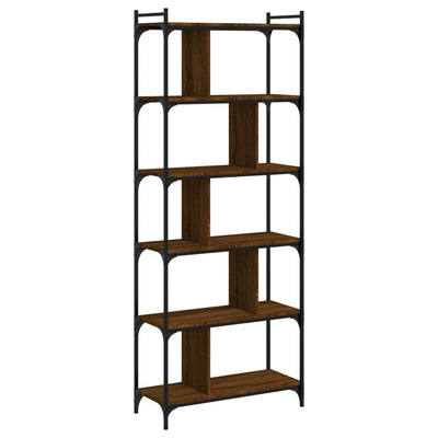 Kirjahylly 6 kerrosta ruskea tammi 76x32x192 cm tekninen puu