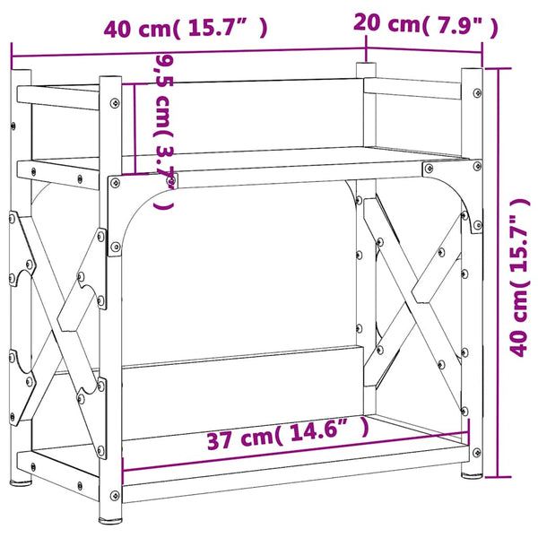 Tulostinteline 2 tasoa musta 40x20x40 cm tekninen puu