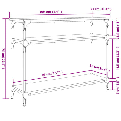 Konsolipöytä musta 100x29x75 cm tekninen puu