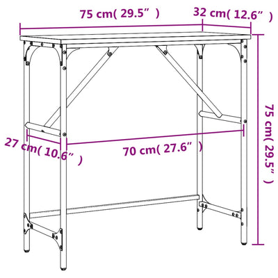 Konsolipöytä ruskea tammi 75x32x75 cm tekninen puu