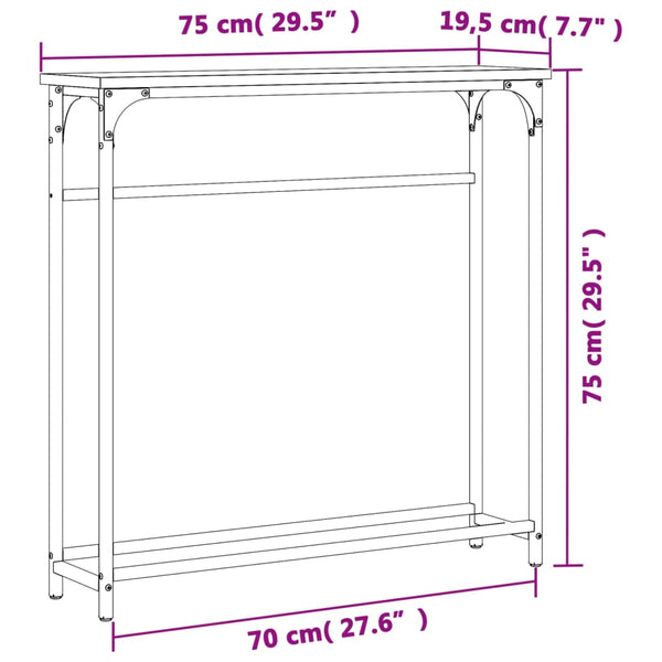 Konsolipöytä musta 75x19,5x75 cm tekninen puu