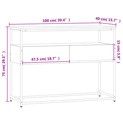 Konsolipöytä ruskea tammi 100x40x75 cm tekninen puu