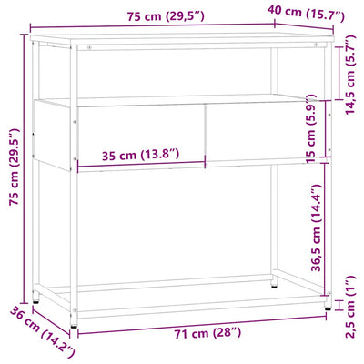Savutammi konsolipöytä Jamarcus 75x40x75cm (puinen)