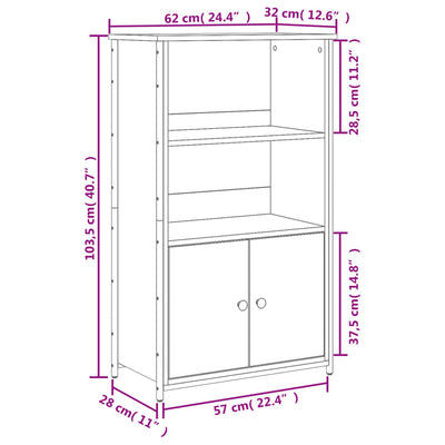 Kaappi ruskea tammi 62x32x103,5 cm tekninen puu