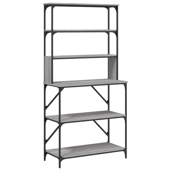 Harmaa sonoma leipurihylly Prazaru 90x40x180cm (6 kerrosta, puinen)