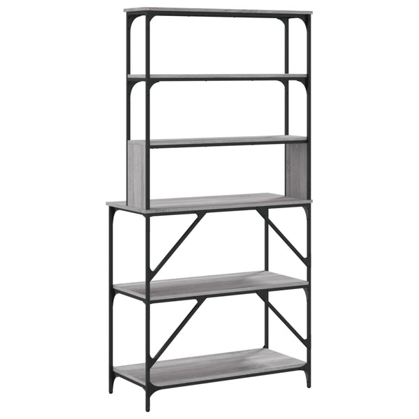 Harmaa sonoma leipurihylly Prazaru 90x40x180cm (6 kerrosta, puinen)