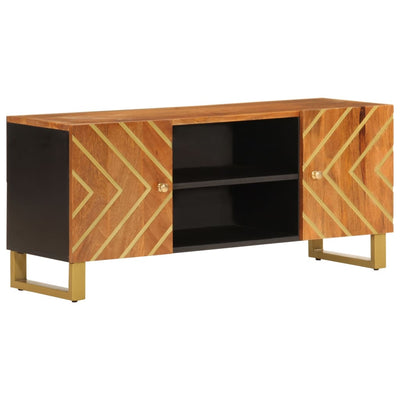 TV-taso ruskea ja musta 105x33,5x46 cm täysi mangopuu