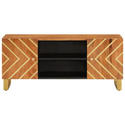 TV-taso ruskea ja musta 105x33,5x46 cm täysi mangopuu