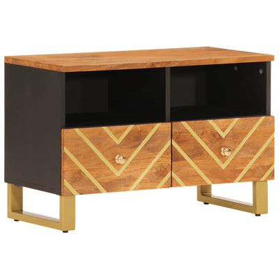 TV-taso ruskea ja musta 70x33,5x46 cm täysi mangopuu