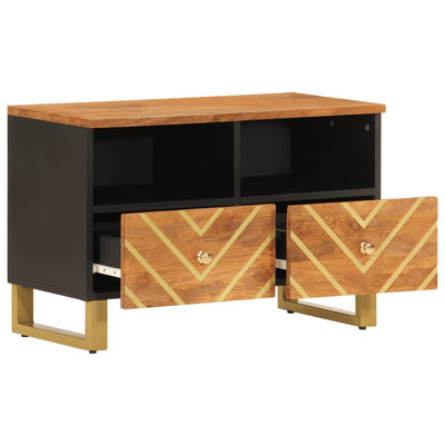 TV-taso ruskea ja musta 70x33,5x46 cm täysi mangopuu