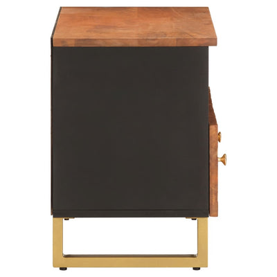 TV-taso ruskea ja musta 70x33,5x46 cm täysi mangopuu