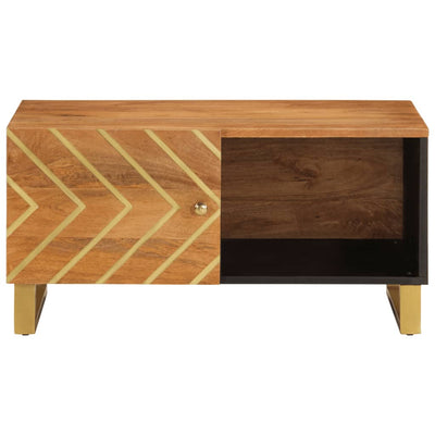 Sohvapöytä ruskea ja musta 80x50x40 cm täysi mangopuu